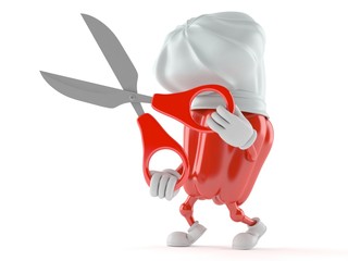 Paprika character holding scissors
