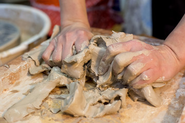 clay modeling with hands