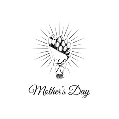 Mother s day greeting card with tulip flowers. Vector.