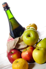 Camembert and cider bottle from Normandy or Bretagne