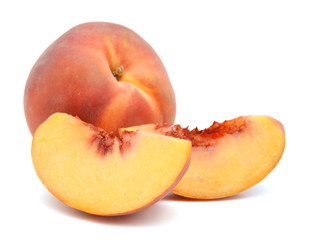 sweet peaches on a white background