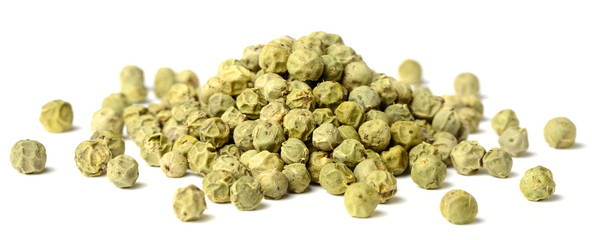 dried green peppercorns isolated on white