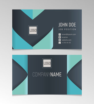 Creative and clean business card template black and blue colors.