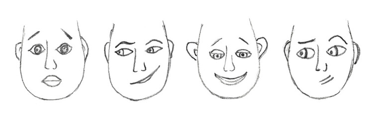 Hand-drawn cartoon faces