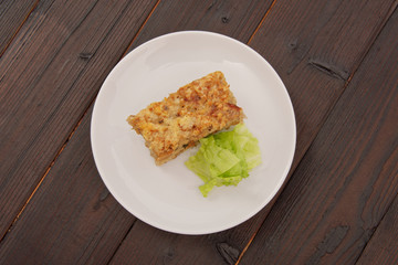 Aubergine pudding with vegetable