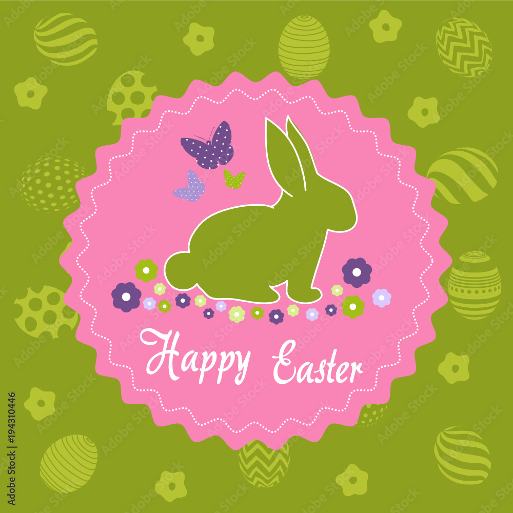 Sticker easter day greeting card