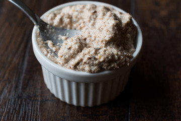 Homemade Tartar Sauce with Spoon in Round Dish