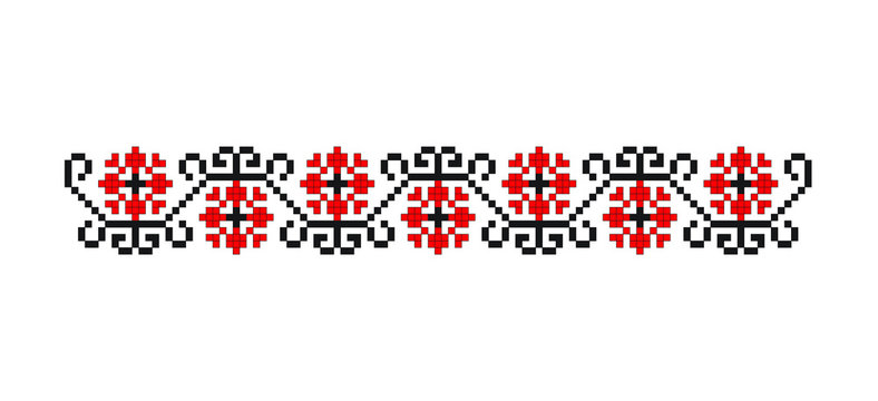 Traditional Romanian folk art knitted embroidery pattern