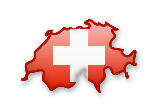 Switzerland flag and contour of the country.