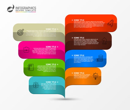 Infographic design template with 8 steps. Chart. Vector