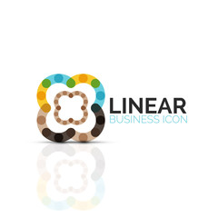 Abstract flower or star, linear thin line icon. Minimalistic business geometric shape symbol created with line segments