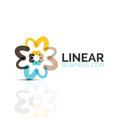 Abstract flower or star, linear thin line icon. Minimalistic business geometric shape symbol created with line segments