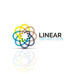 Abstract flower or star minimalistic linear icon, thin line geometric flat symbol for business icon design, abstract button or emblem