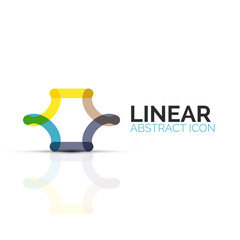 Abstract flower or star minimalistic linear icon, thin line geometric flat symbol for business icon design, abstract button or emblem