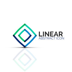 Abstract flower or star minimalistic linear icon, thin line geometric flat symbol for business icon design, abstract button or emblem