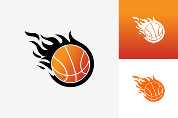 Naklejka premium Basket Ball Fire Logo Template Design Vector, Emblem, Design Concept, Creative Symbol, Icon