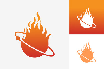 Planet Fire Logo Template Design Vector, Emblem, Design Concept, Creative Symbol, Icon © marfuah