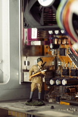 The figure of an artilleryman of the Second World War inside the computer