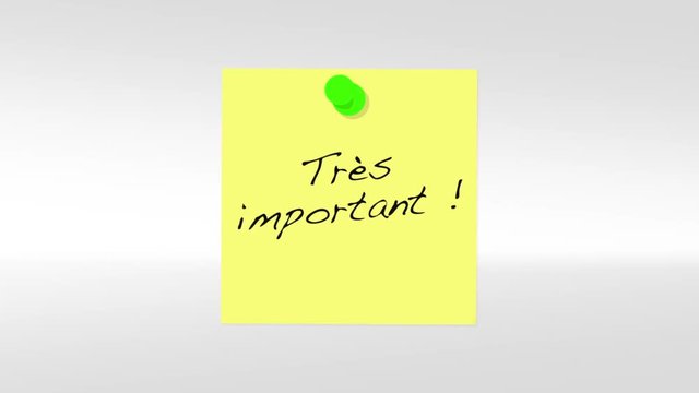 tr&egrave;s important m&eacute;mo jaune fond gris