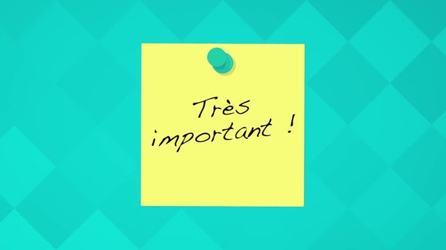 tres important m&eacute;mo jaune fond vert