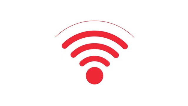red icon connection to the wifi point with a changing level of signal, wireless network icon, wifi symbol