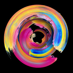 3d rendering, abstract twisted brush stroke, paint splash, splatter, colorful circle, artistic...