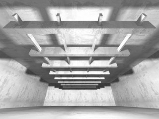 Dark empty room. Concrete rusty walls. Architecture background
