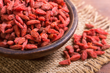Red goji berries in bowl