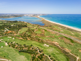 Aerial view of Lagos and Alvor, Algarve, Portugal
