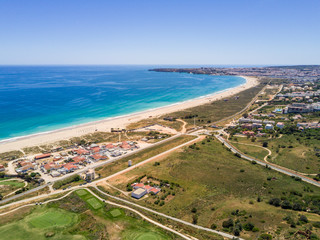 Aerial view of Lagos and Alvor, Algarve, Portugal