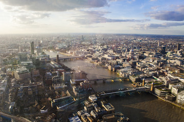 Fototapeta na wymiar aerial view of London city skyline, panorama
