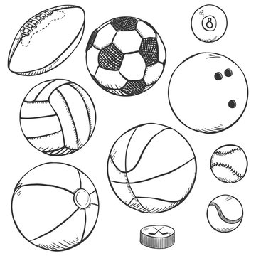 Vector Sketch Set of Sport Balls