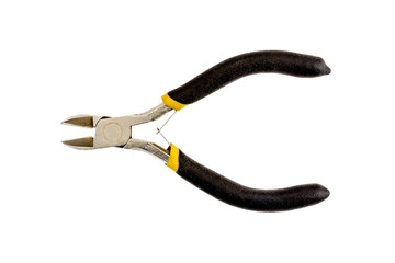 Obraz premium Small cutters with red and black handle isolated on white background. Tools series.