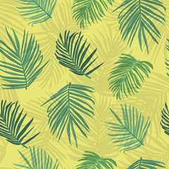 Fototapeta na wymiar Tropical background palm tree leaf seamless pattern