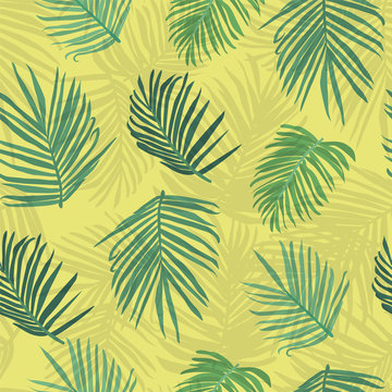 Tropical background palm tree leaf seamless pattern