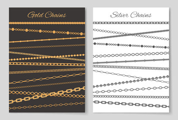 Gold and Silver Chains Advertisement Banners Set