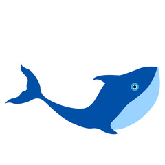 Beautiful big playing blue fish with a raised tail