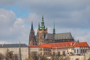 Fototapeta premium Prague castle and St. Vitus Cathedral in Prague, Czech Republic