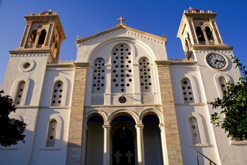 Church at Pyrgos village, Tinos island, Cyclades, Greece.