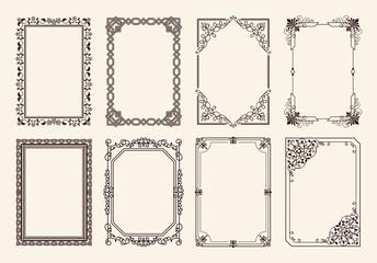 Decorative Frames Set of Curved Graphic Ornament