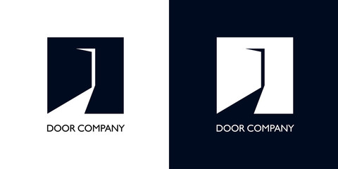 Square with door ajar as crane for logo