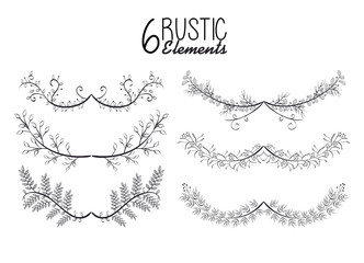 rustic set wreaths icons vector illustration design