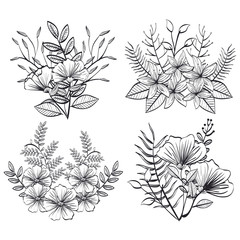 rustic set wreaths icons vector illustration design