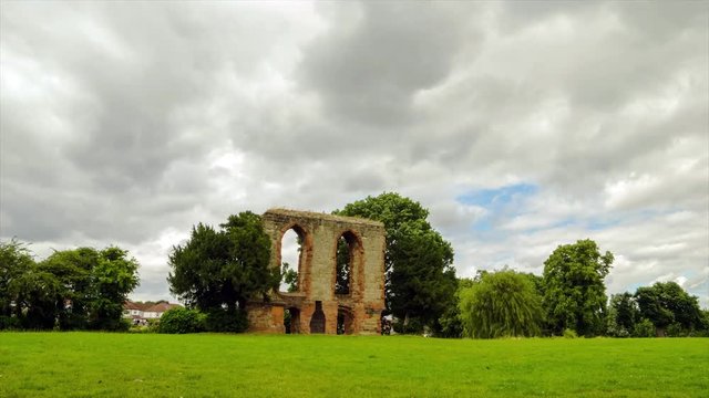 Timelapse of Caludon castle in caludon castle park, coventry, united kingdom