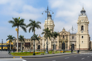 Fototapeta na wymiar Main Square and Cathedral Church, Lima, Peru