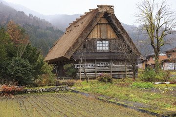 Fototapeta na wymiar Old Japanese traditional cottage in Shirakawago Japan