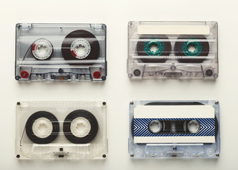 Vintage audio cassettes isolated on white background