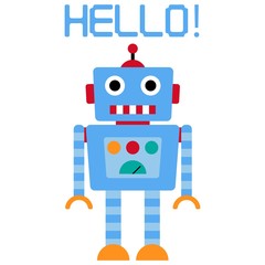 Vector illustration of a toy Robot with text HELLO!