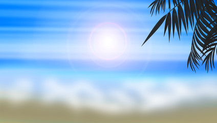 Fototapeta na wymiar Marine background, palm trees on sunset background
