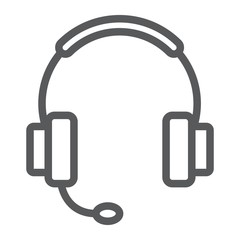 Tech support line icon, e commerce and marketing, headset sign vector graphics, a linear pattern on a white background, eps 10.